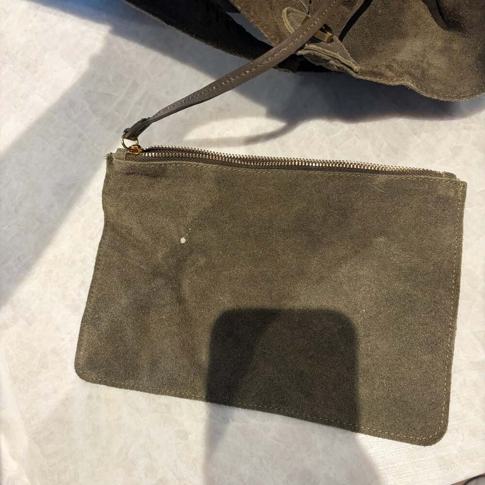 Haute Hippie Distressed Suede Hobo Shoulder Bag with Matching Zip - Picture 5 of 5